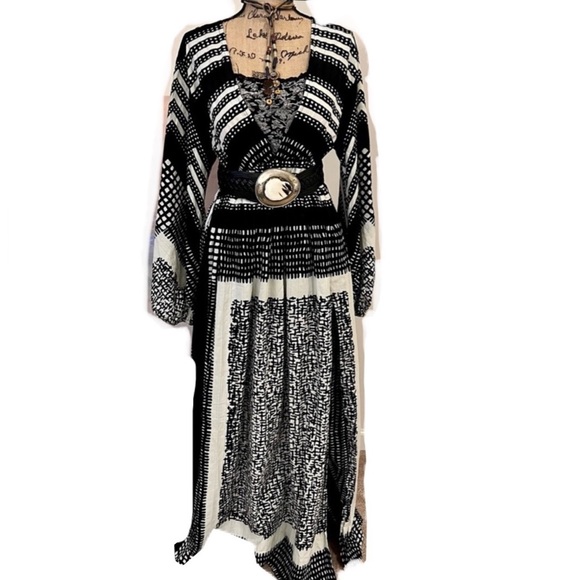 NWT Jonny Cota Poet Maxi Boho Dress, Sustainable Designer, Sexy Low Cut Top, M/L - Picture 6 of 16